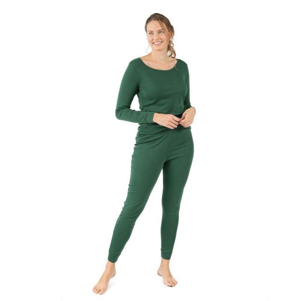 Leveret Womens Two Piece Cotton Pajamas Solid Uniform Green M